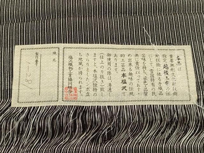 平和屋着物▽本塩沢 訪問着 単衣 変わり間道 黒地 証紙付き 正絹 逸品 DAAV3171du