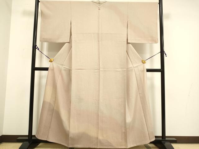 平和屋着物▽訪問着　単衣　紬地　霞文　正絹　逸品　DAAV3172du