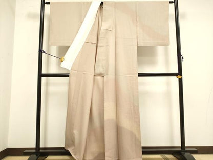 平和屋着物▽訪問着　単衣　紬地　霞文　正絹　逸品　DAAV3172du