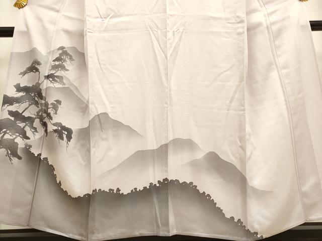 平和屋着物▽訪問着　単衣　手描き　重ね山松シルエット　暈し染め　三越扱い　正絹　逸品　未使用　DAAV3173du