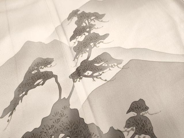 平和屋着物▽訪問着　単衣　手描き　重ね山松シルエット　暈し染め　三越扱い　正絹　逸品　未使用　DAAV3173du