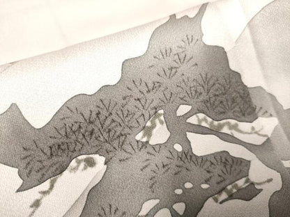 平和屋着物▽訪問着　単衣　手描き　重ね山松シルエット　暈し染め　三越扱い　正絹　逸品　未使用　DAAV3173du