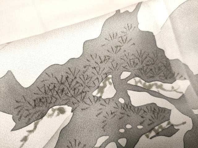 平和屋着物▽訪問着　単衣　手描き　重ね山松シルエット　暈し染め　三越扱い　正絹　逸品　未使用　DAAV3173du