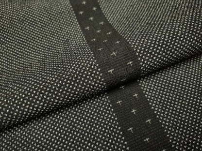 平和屋着物▽本塩沢 単衣 蚊絣 黒地 正絹 逸品 DAAV3175du