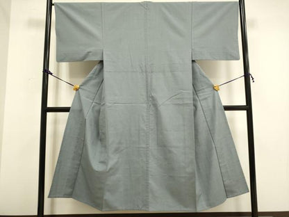 平和屋着物▽男性 本場真綿結城紬 単衣 銀鼠色 認定書付き 正絹 逸品 DAAV3177du