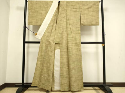 平和屋着物▽上質な紬 単衣 格子 正絹 逸品DAAV3178du