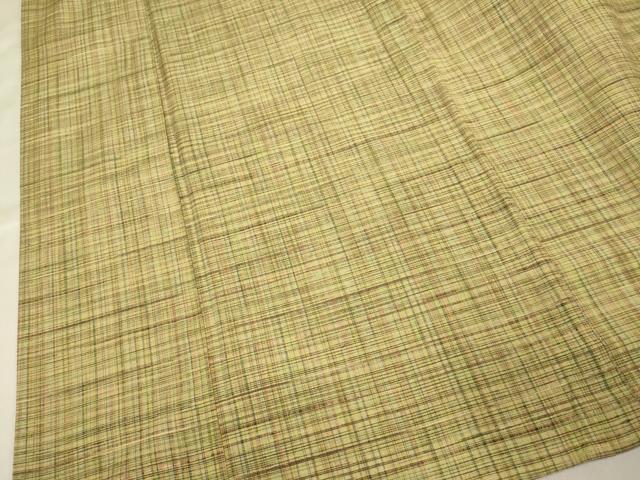 平和屋着物▽上質な紬 単衣 格子 正絹 逸品DAAV3178du