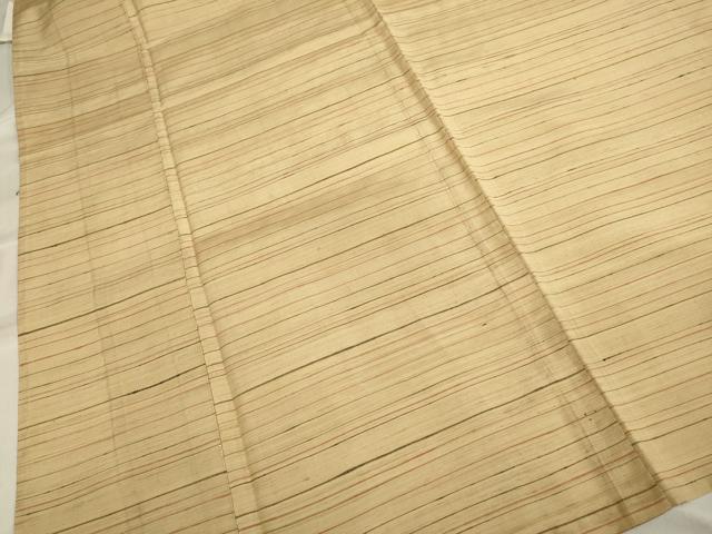 平和屋着物▽上質な紬　単衣　横段文　正絹　逸品　DAAV3180du
