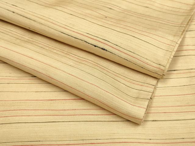 平和屋着物▽上質な紬　単衣　横段文　正絹　逸品　DAAV3180du