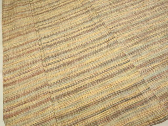 平和屋着物▽上質な紬 単衣 横段文 正絹 逸品 DAAV3182du