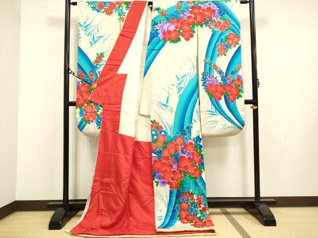 平和屋着物●お引きずり・お引き摺り・引き振袖　和装　結婚式　舞妓　芸妓　芸者　衣装　駒刺繍　草花文　金彩　逸品　DAAV3192du