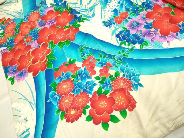 平和屋着物●お引きずり・お引き摺り・引き振袖　和装　結婚式　舞妓　芸妓　芸者　衣装　駒刺繍　草花文　金彩　逸品　DAAV3192du