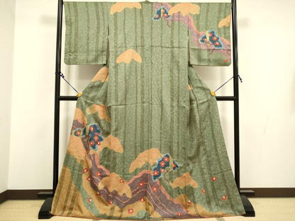 平和屋着物●訪問着 駒刺繍 草花文 金彩 正絹 逸品 DAAV3203du