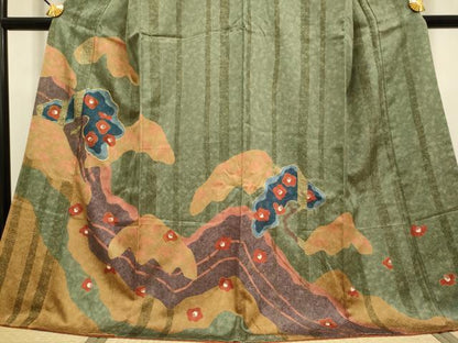 平和屋着物●訪問着 駒刺繍 草花文 金彩 正絹 逸品 DAAV3203du
