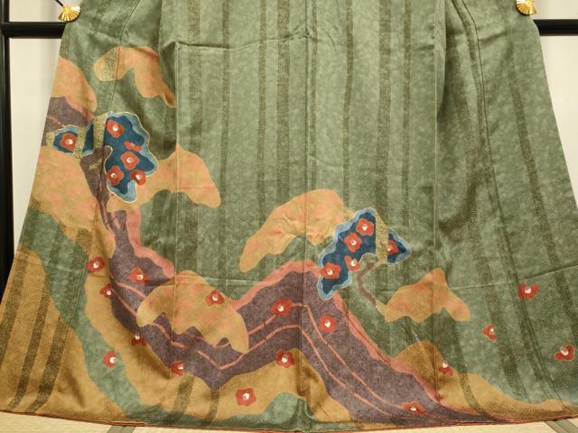 平和屋着物●訪問着 駒刺繍 草花文 金彩 正絹 逸品 DAAV3203du