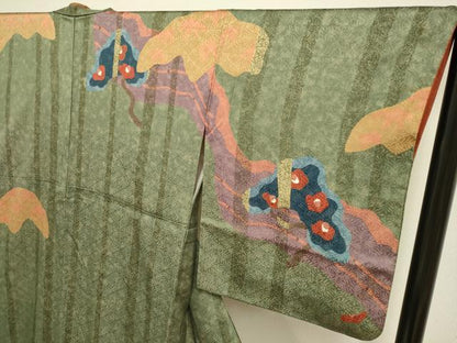 平和屋着物●訪問着 駒刺繍 草花文 金彩 正絹 逸品 DAAV3203du