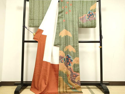 平和屋着物●訪問着 駒刺繍 草花文 金彩 正絹 逸品 DAAV3203du