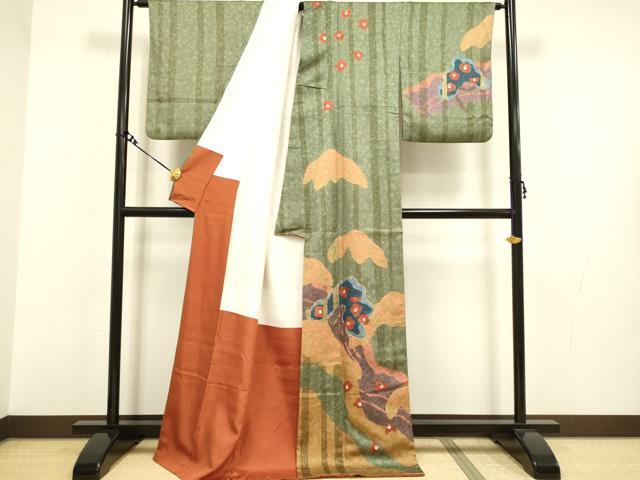 平和屋着物●訪問着 駒刺繍 草花文 金彩 正絹 逸品 DAAV3203du