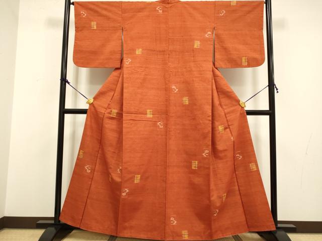 平和屋着物●上質な紬 絣文様 正絹 逸品 DAAV3210du