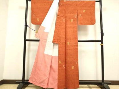平和屋着物●上質な紬 絣文様 正絹 逸品 DAAV3210du
