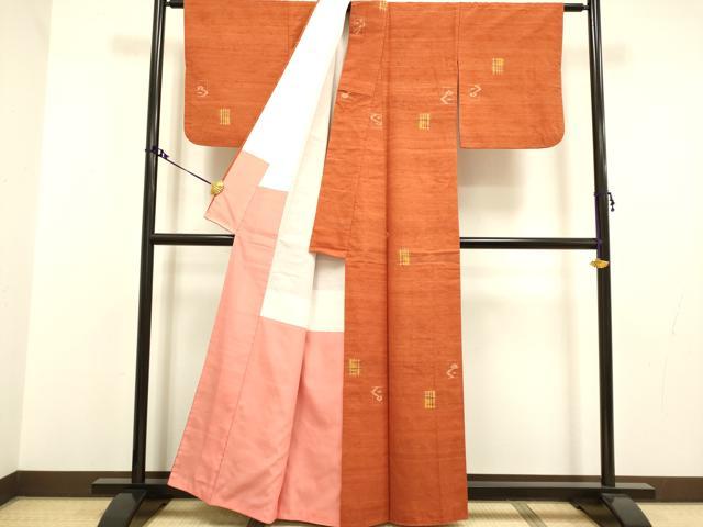 平和屋着物●上質な紬 絣文様 正絹 逸品 DAAV3210du