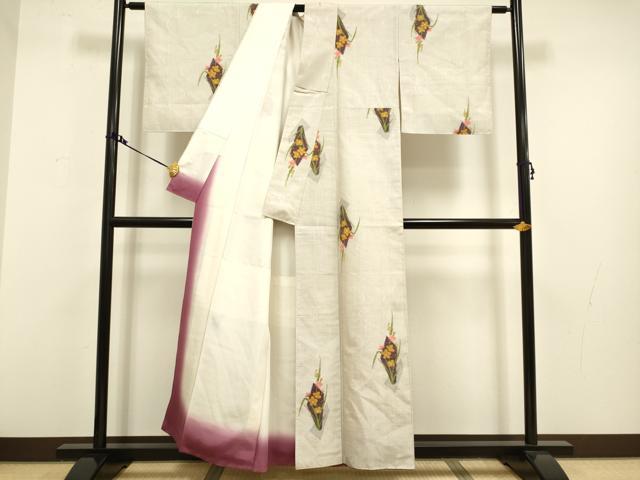 平和屋着物●上質な紬 流水草花文 正絹 逸品 DAAV3216du