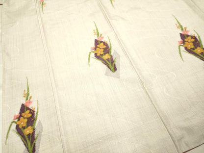 平和屋着物●上質な紬 流水草花文 正絹 逸品 DAAV3216du