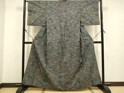 平和屋着物●本場大島紬 7マルキ 風景文 正絹 逸品 DAAV3218du