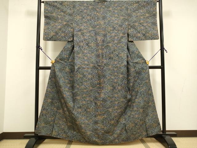 平和屋着物●本場大島紬 7マルキ 風景文 正絹 逸品 DAAV3218du