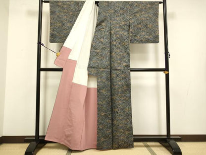 平和屋着物●本場大島紬 7マルキ 風景文 正絹 逸品 DAAV3218du