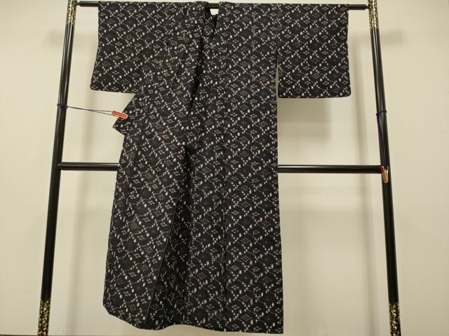 平和屋着物●久留米絣 単衣 格子花文 綿 逸品 DAAV3227du