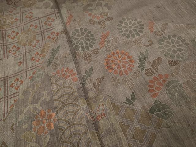 平和屋着物●訪問着　紬地　刺繍　切嵌洋花文　正絹　逸品　DAAV3230du