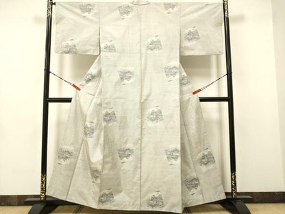 平和屋着物●本場大島紬　白大島　総絣　色紙重ね風景文　正絹　逸品　DAAV3234du