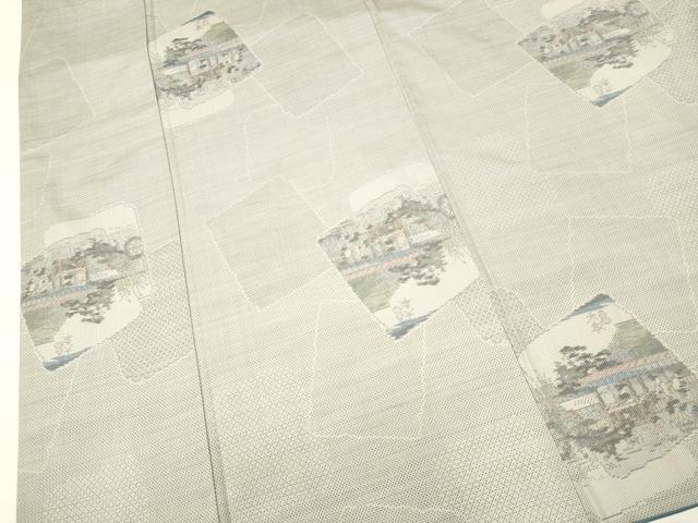 平和屋着物●本場大島紬　白大島　総絣　色紙重ね風景文　正絹　逸品　DAAV3234du