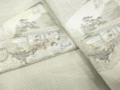 平和屋着物●本場大島紬　白大島　総絣　色紙重ね風景文　正絹　逸品　DAAV3234du