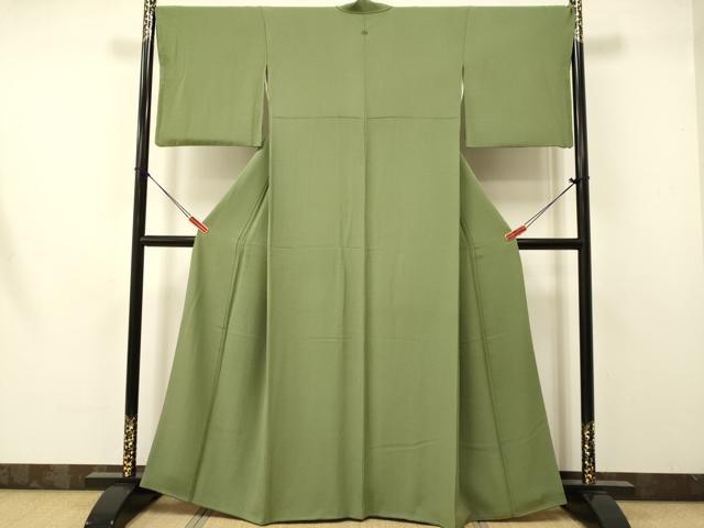平和屋着物●上質な色無地 鶸茶色 正絹 逸品 DAAV3241du