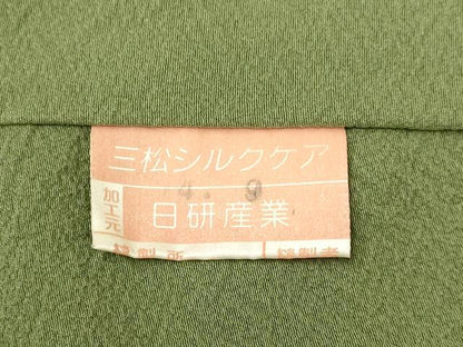 平和屋着物●上質な色無地 鶸茶色 正絹 逸品 DAAV3241du
