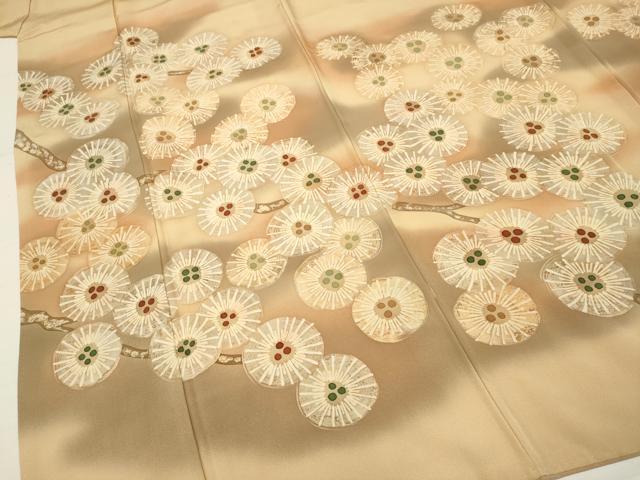 平和屋着物●訪問着 ろうけつ染め 枝松葉文 暈し染め 正絹 逸品 DAAV3256du