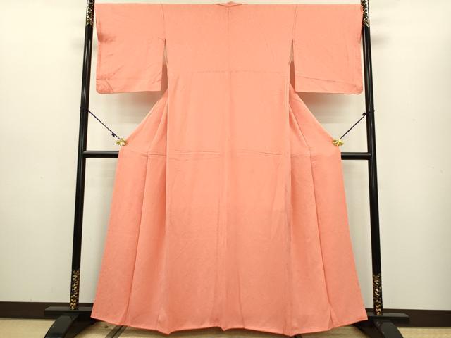 平和屋着物●上質な色無地 南天地紋 鉛丹色 正絹 逸品 DAAV3262du