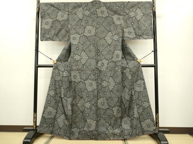 平和屋着物●本場大島紬　花尽くし　正絹　逸品　未使用　DAAV3272du