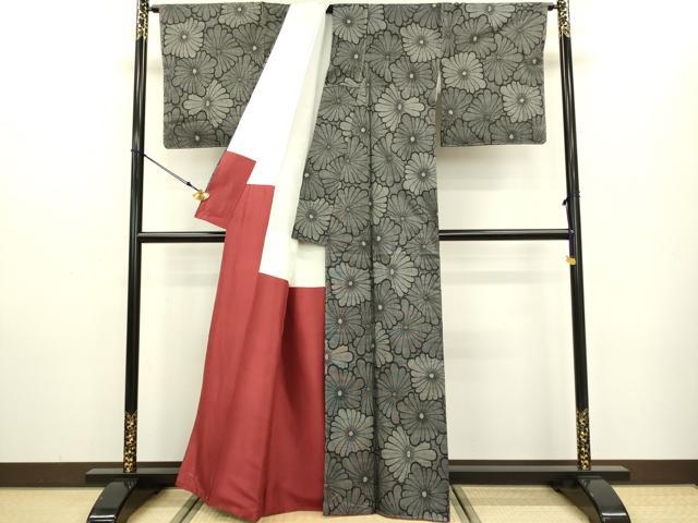 平和屋着物●本場大島紬　花尽くし　正絹　逸品　未使用　DAAV3272du