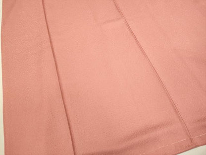 平和屋着物●上質な色無地 舞花地紋 甚三紅色 正絹 逸品 未使用 DAAV3275du