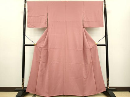 平和屋着物●上質な色無地 甚三紅色 正絹 逸品 DAAV3277du