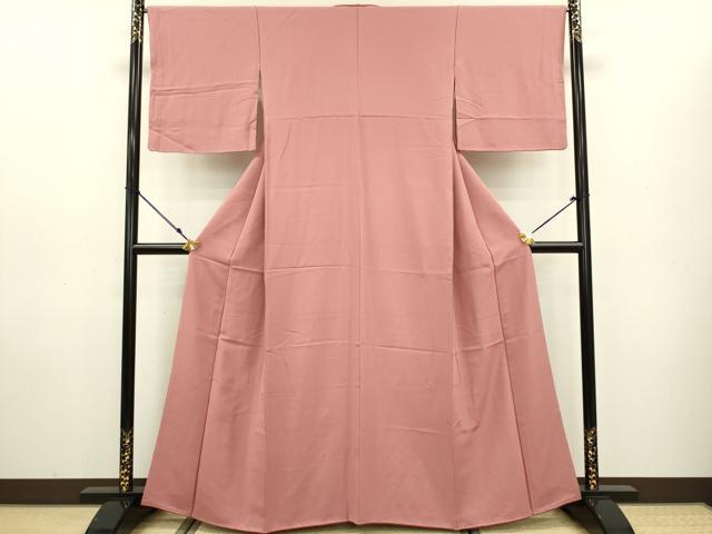 平和屋着物●上質な色無地 甚三紅色 正絹 逸品 DAAV3277du