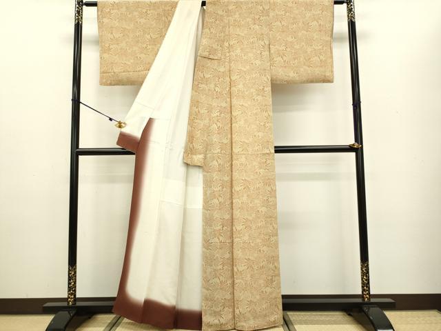 平和屋着物●上質な小紋 松葉文 鬼しぼ縮緬 正絹 逸品 DAAV3283du