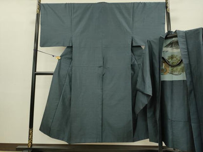 平和屋着物●男性　本場大島紬　アンサンブル　長羽織　格子　正絹　逸品　DAAV3292du
