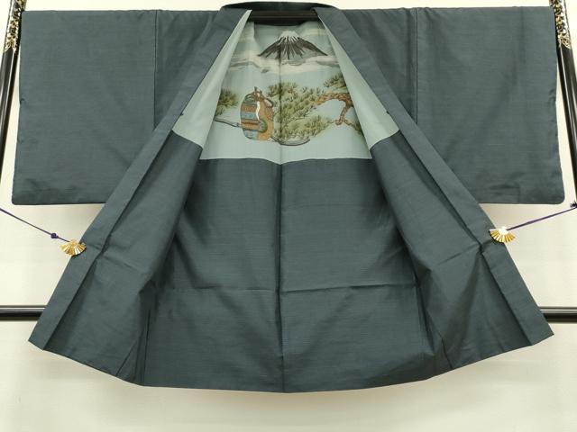 平和屋着物●男性　本場大島紬　アンサンブル　長羽織　格子　正絹　逸品　DAAV3292du