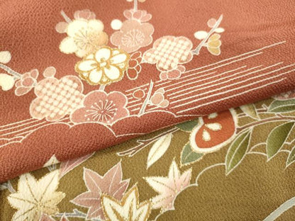 平和屋着物●創業460年・千總 訪問着 駒刺繍 草花文 枝椿 橘 暈し染め 金彩 鬼しぼ縮緬 西武百貨店扱い 正絹 逸品 DAAV3294du