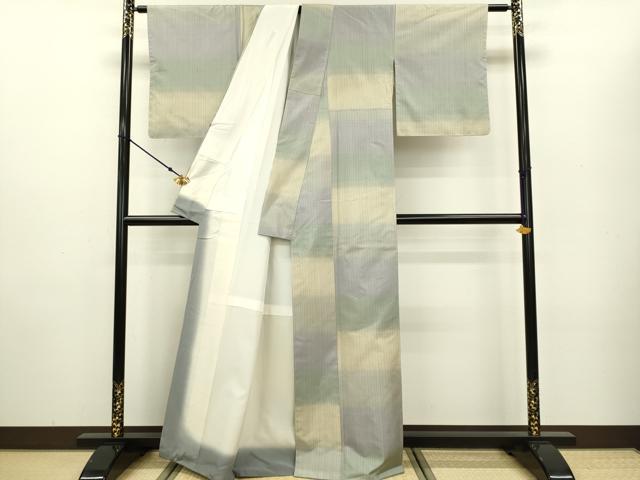 平和屋着物●上質な紬　変わり市松　正絹　逸品　DAAV3300du