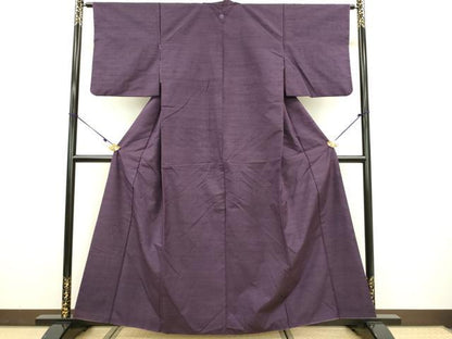 平和屋着物●上質な紬 滅紫色 正絹 逸品 DAAV3302du